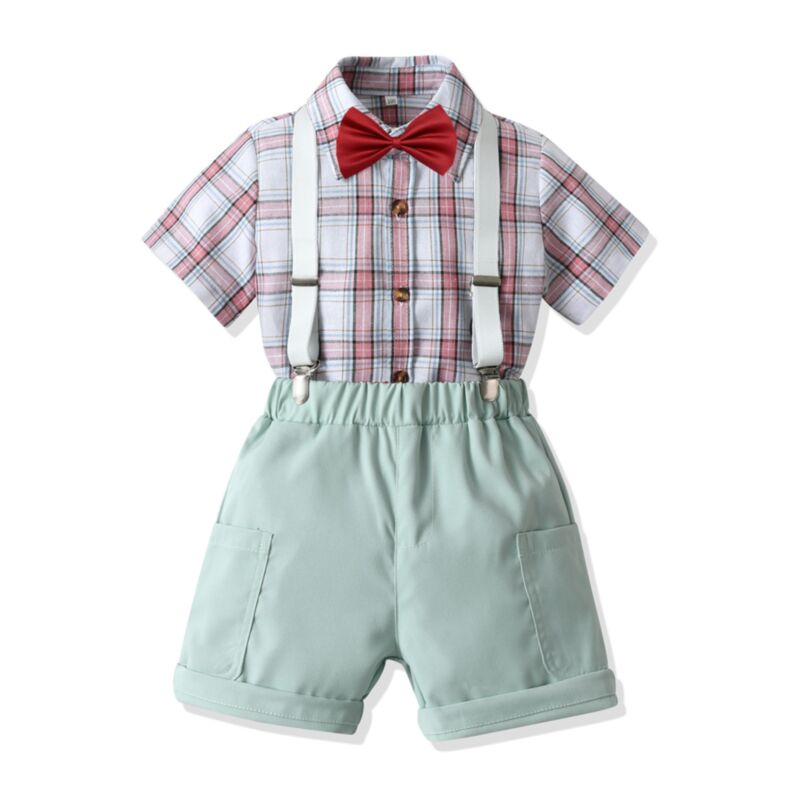 Wholesale 18M-7Y Toddler Boys Short Sleeve Plaid Shirt