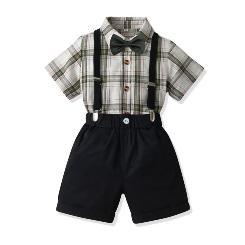 Wholesale 18M-7Y Toddler Boys Suit Sets Plaid Bowtie Sh