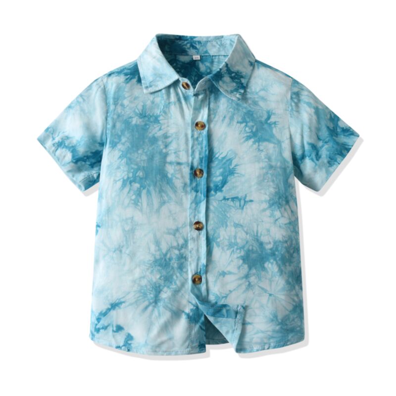 Wholesale 18M-7Y Toddler Boys Tie-Dye Printed Short-Sle