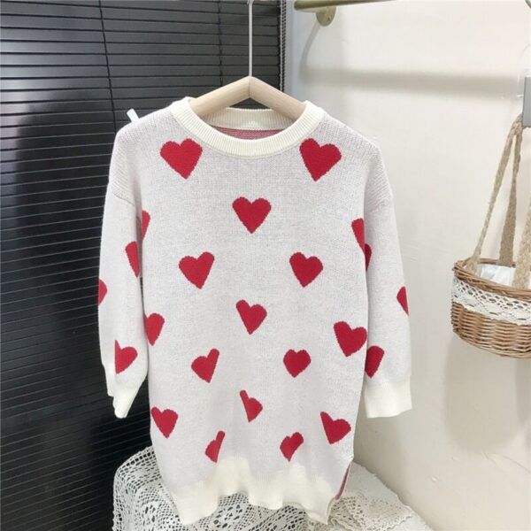 Wholesale 18M-7Y Toddler Girls Autumn Knitted Heart Hem