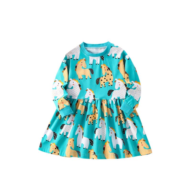 Wholesale 18M-7Y Toddler Girls Cartoon Printed Long Sle
