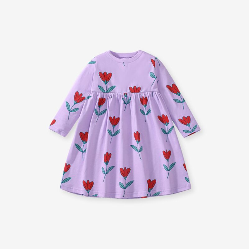Wholesale 18M-7Y Toddler Girls Flower Long Sleeve Dress