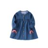 Wholesale 18M-7Y Toddler Girls Rainbow Button-Up Long S