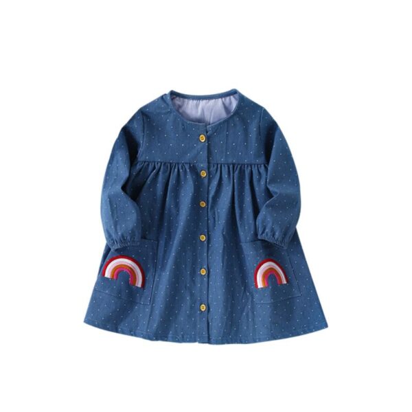 Wholesale 18M-7Y Toddler Girls Rainbow Button-Up Long S
