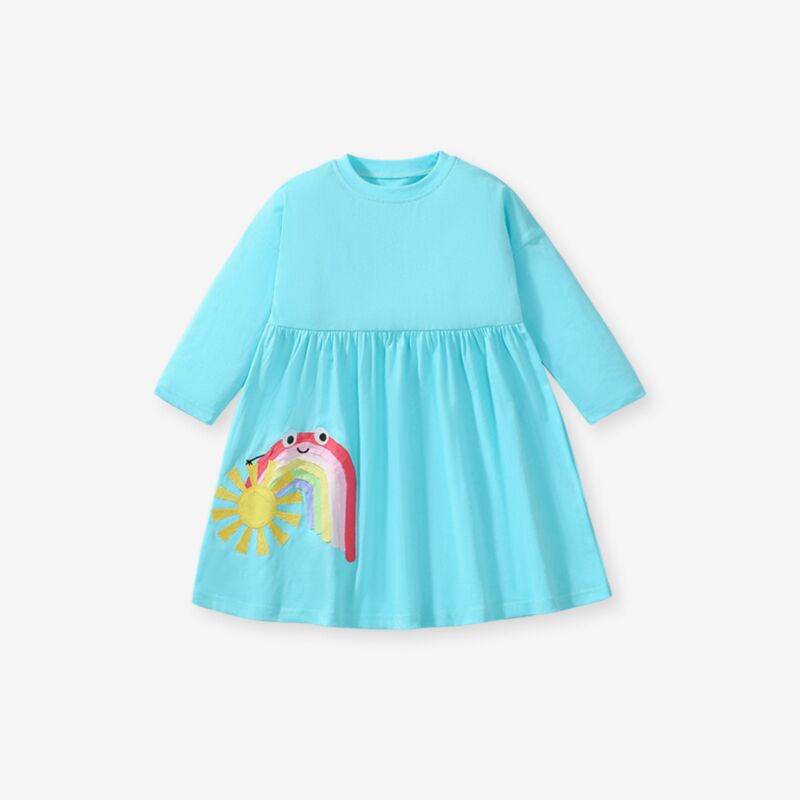 Wholesale 18M-7Y Toddler Girls Rainbow Long Sleeve Dres