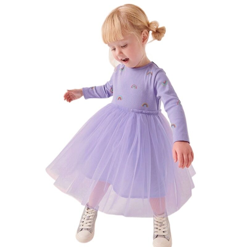 Wholesale 18M-7Y Toddler Girls Rainbow Long Sleeve Mesh