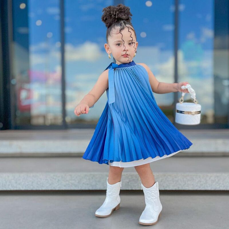 Wholesale 18M-7Y Toddler Girls Sleeveless Pleated Gradi