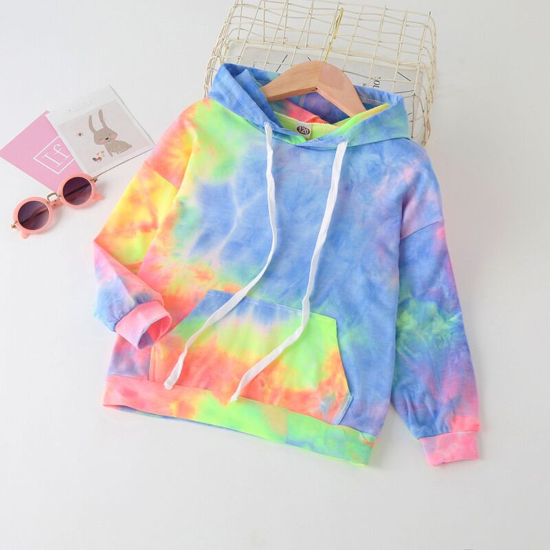 Wholesale 18M-7Y Toddler Tie Dye Print Hooded Sweatshir
