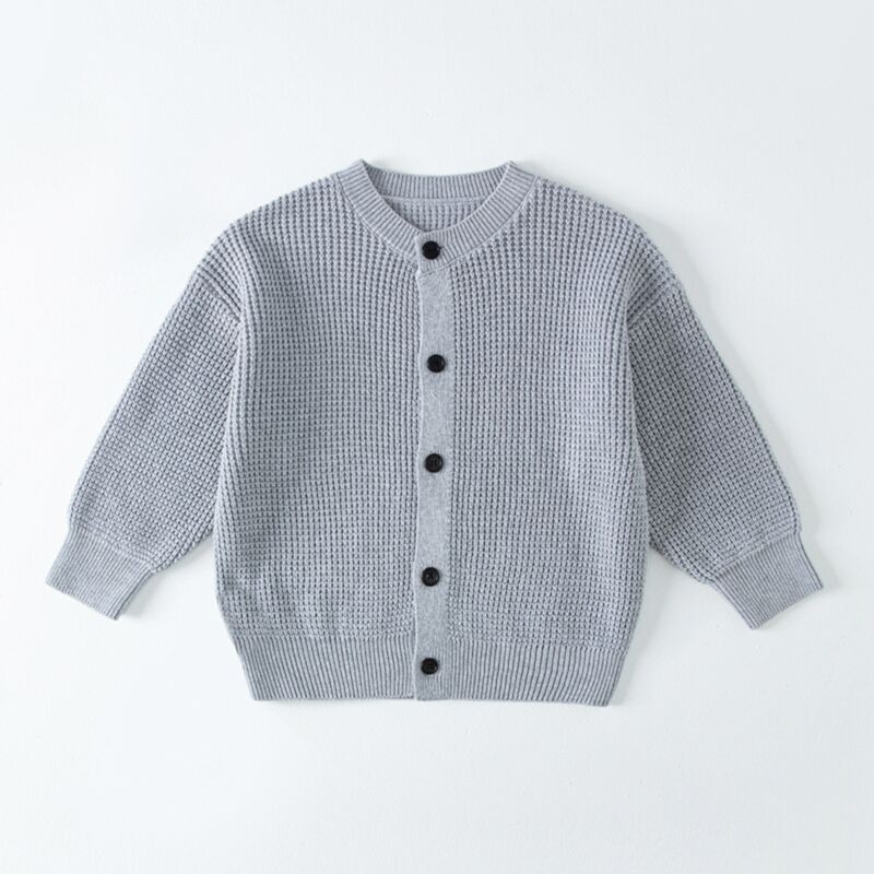 Wholesale 18M-9Y Kids Boys Solid Color Knitted Cardigan