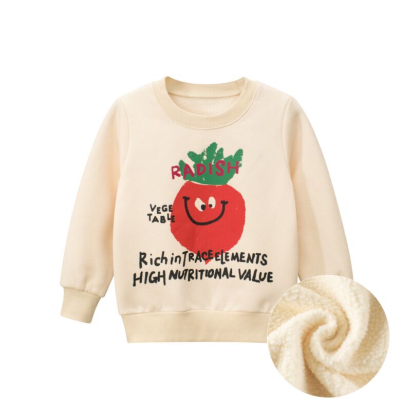 Wholesale 18M-9Y Pullover Red Radish Letter Print Beige