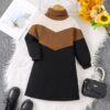 Wholesale 2-6Y Toddler Girls Color Block Patchwork Turt
