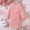 Wholesale 2-6Y Toddler Girls Pink Ruffled Long Sleeve D