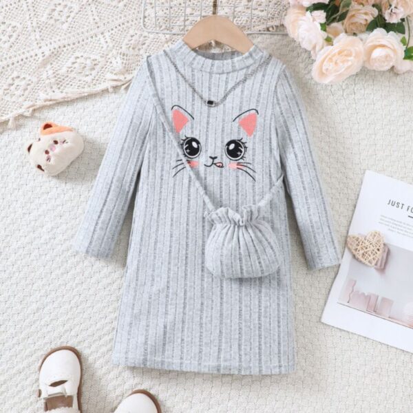 Wholesale 2-7Y Toddler Girls Autumn Knitted Striped Cat