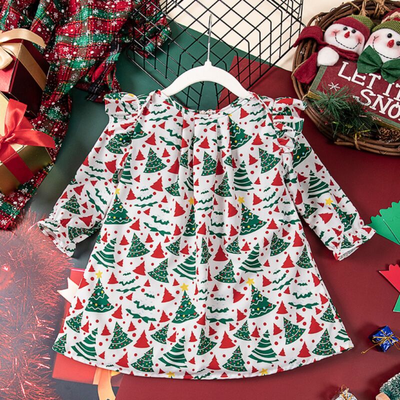 Wholesale 2-7Y Toddler Girls Fly Sleeve Round Neck Chri