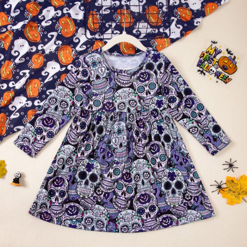 Wholesale 2-7Y Toddler Girls Halloween Partywear Pumpki