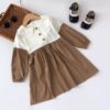 Wholesale 2-7Y Toddler Girls Long Sleeve Button Colorbl