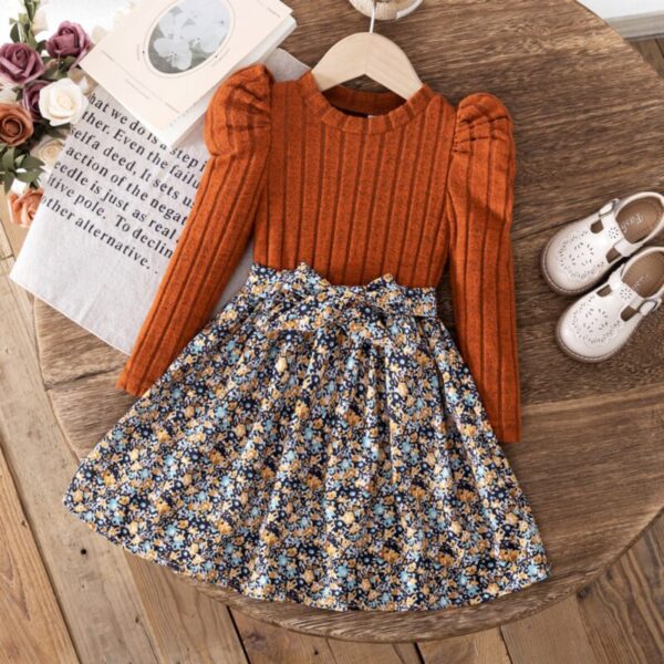 Wholesale 2-7Y Toddler Girls Long Sleeve Dress Knit Dre