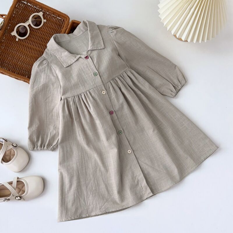 Wholesale 2-7Y Toddler Girls Long Sleeve Dress Lapel Co
