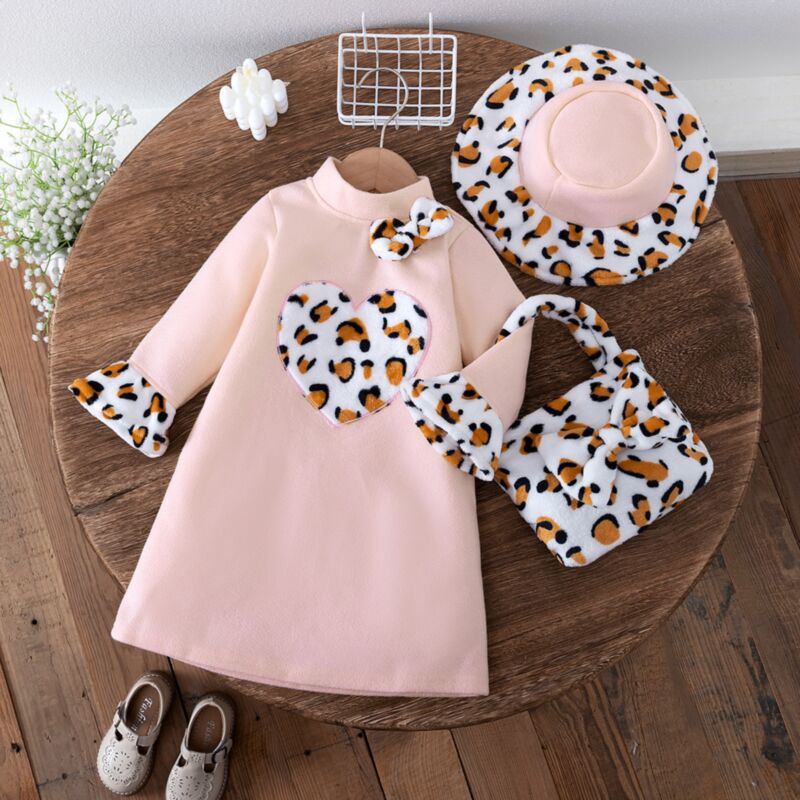 Wholesale 2-7Y Toddler Girls Plush Leopard Patchwork Dr