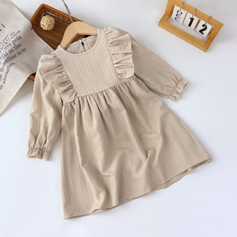 Wholesale 2-7Y Toddler Girls Retro Style Long Sleeve Dr