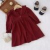 Wholesale 2-7Y Toddler Girls Solid Color Lapel Long Sle