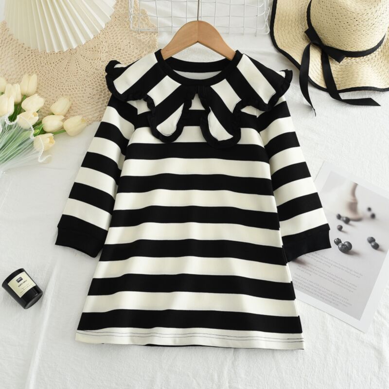 Wholesale 2-7Y Toddler Girls Striped Long Sleeve Dress