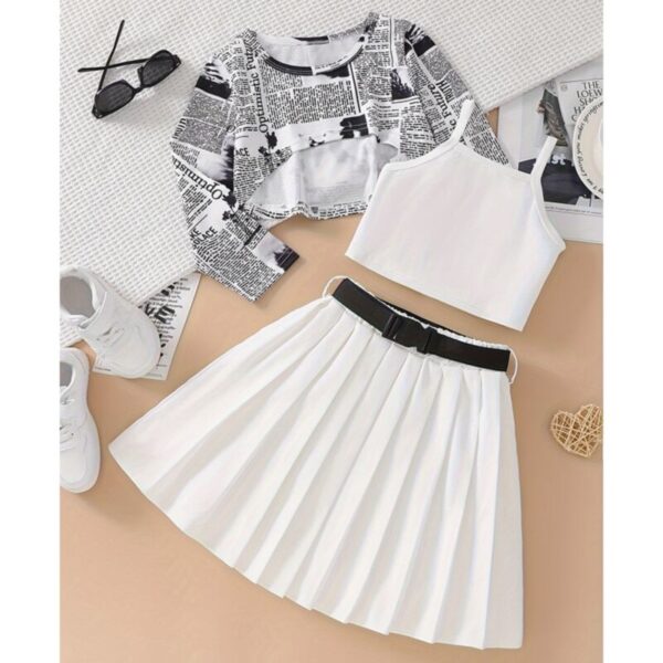 Wholesale 3-10Y Kids 3 Piece Outfits Girls Newspaper Pa
