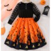 Wholesale 3-10Y Kids Girls Halloween Yarn Grid Print Ca