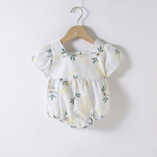 Wholesale 3-18M Baby Girls Floral Embroidery Short-Slee
