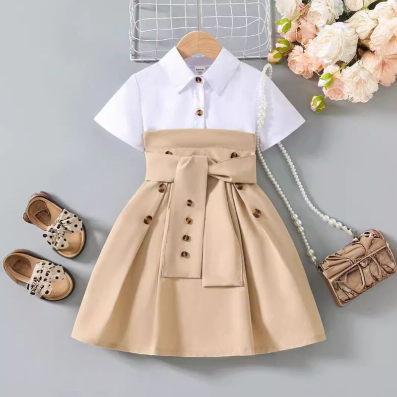 Wholesale 3-7Y Toddler Girls Colorblocked A-Swing Dress