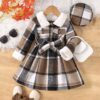 Wholesale 3-7Y Toddler Girls Plaid Plush Dresses With H