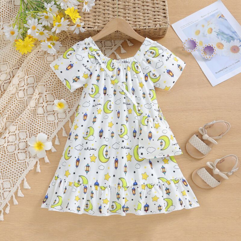 Wholesale 3-7Y Toddler Girls Printed Short-Sleeve Dress