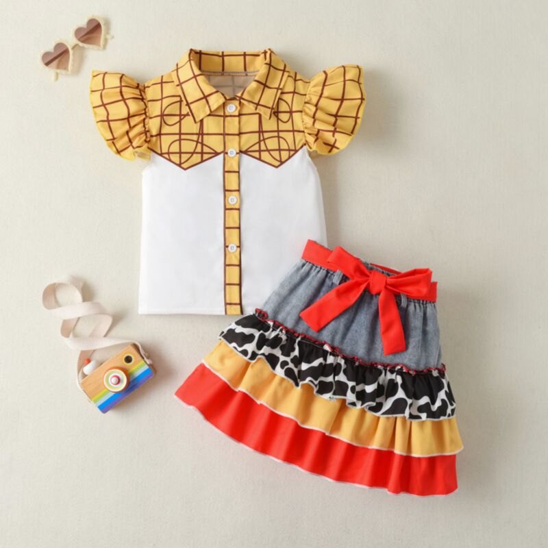 Wholesale 3-8Y Kids Girls Plaid Colorblocking Lapel Fly