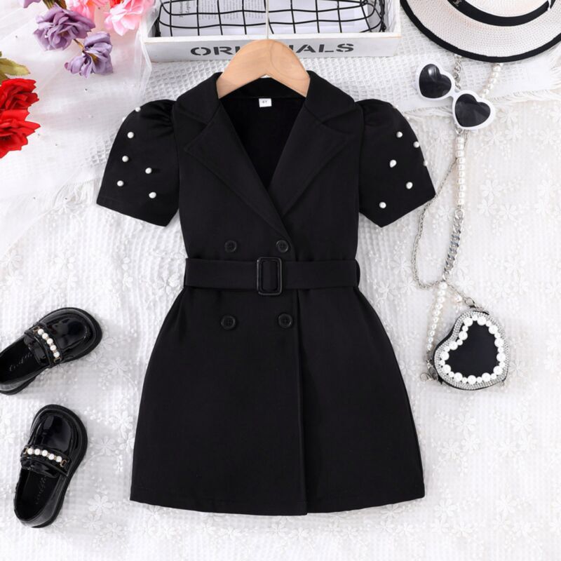 Wholesale 3-8Y Kids Girls Solid Color Short-Sleeved Cas