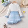 Wholesale 3-8Y Kids Girls Solid Long Sleeve Fur Cuffed