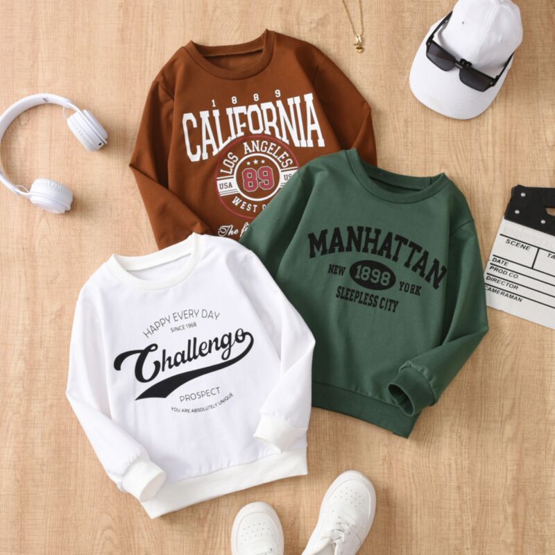Wholesale 3-8Y Kids Round Neck Casual Sport Letter Prin