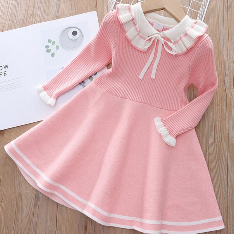Wholesale 3-9Y Kids Girls Knit Sweater Dresses Fall And