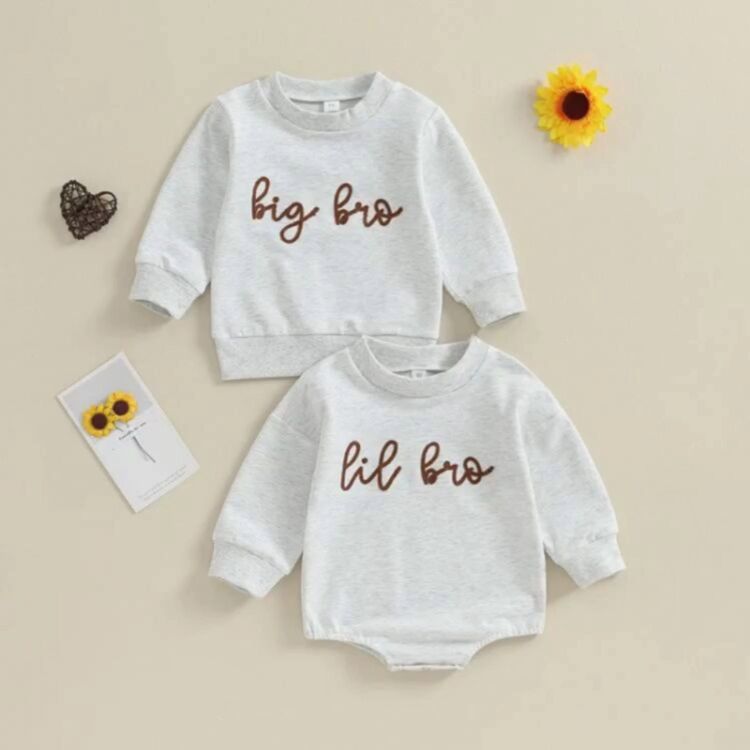 Wholesale 3M-5Y Toddler Letter Embroidered Long Sleeve
