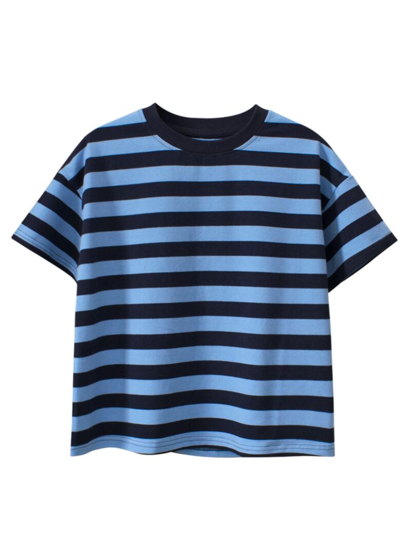 Wholesale 4-10Y Kids Boys Stripe Round Neck Shorts Slee