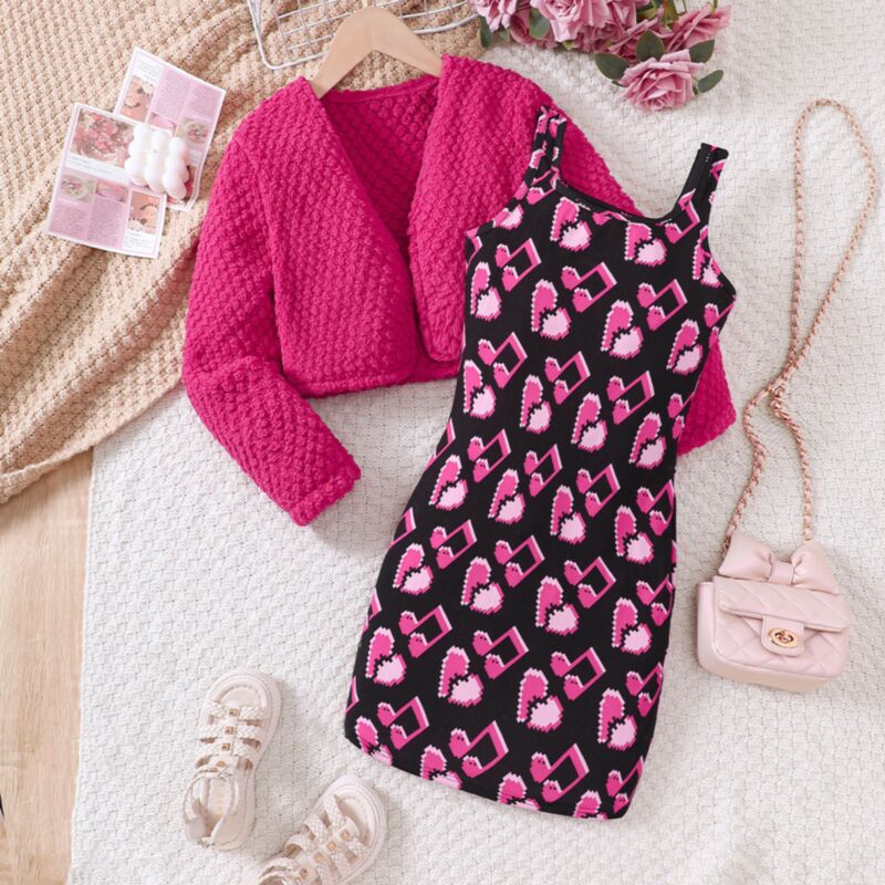 Wholesale 4-9Y Kids Girls Sets Plush Jacket Camisole Dr