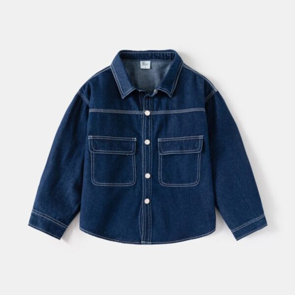 Wholesale 5-10Y Kids Girls Pockets Denim Shirt Jackets