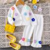 Wholesale 6M-3Y Baby Girls Flower V-Neck Cardigan And F