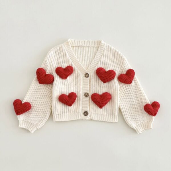 Wholesale 6M-3Y Baby Heart Sweater Knitted Cardigan V-N
