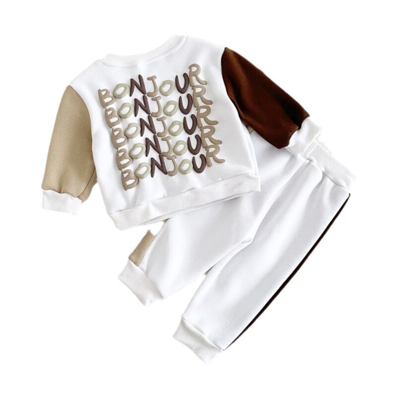 Wholesale 6M-3Y Baby Lettering Colorblock Two-Piece Swe