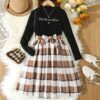 Wholesale 7-11Y Big Kids Girls Fake Two-Piece Letter Pr