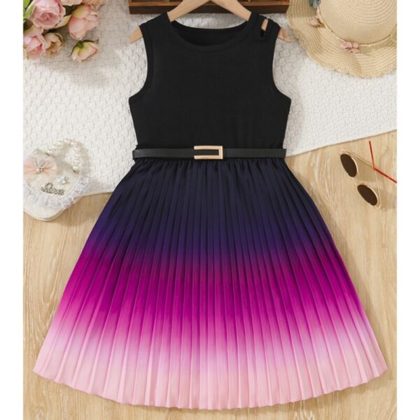 Wholesale 7-12Y Big Kids Girls Color Gradient Sleeveles