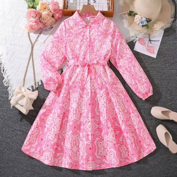Wholesale 7-12Y Big Kids Girls Fashion Printed Long Sle
