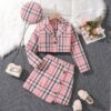 Wholesale 7-12Y Kids Girls 3pcs Plaid Cropped Jackets A