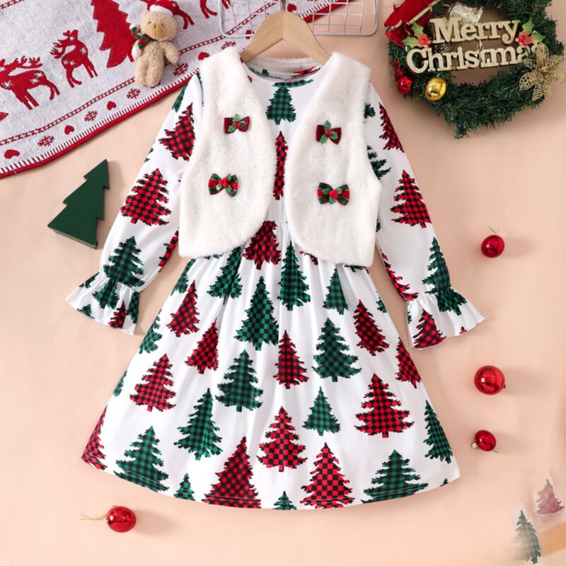 Wholesale 7-12Y Kids Girls Christmas Vest Dress Sets Wh