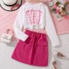 Wholesale 7-12Y Kids Girls Lettering Knot-Hem Tops And